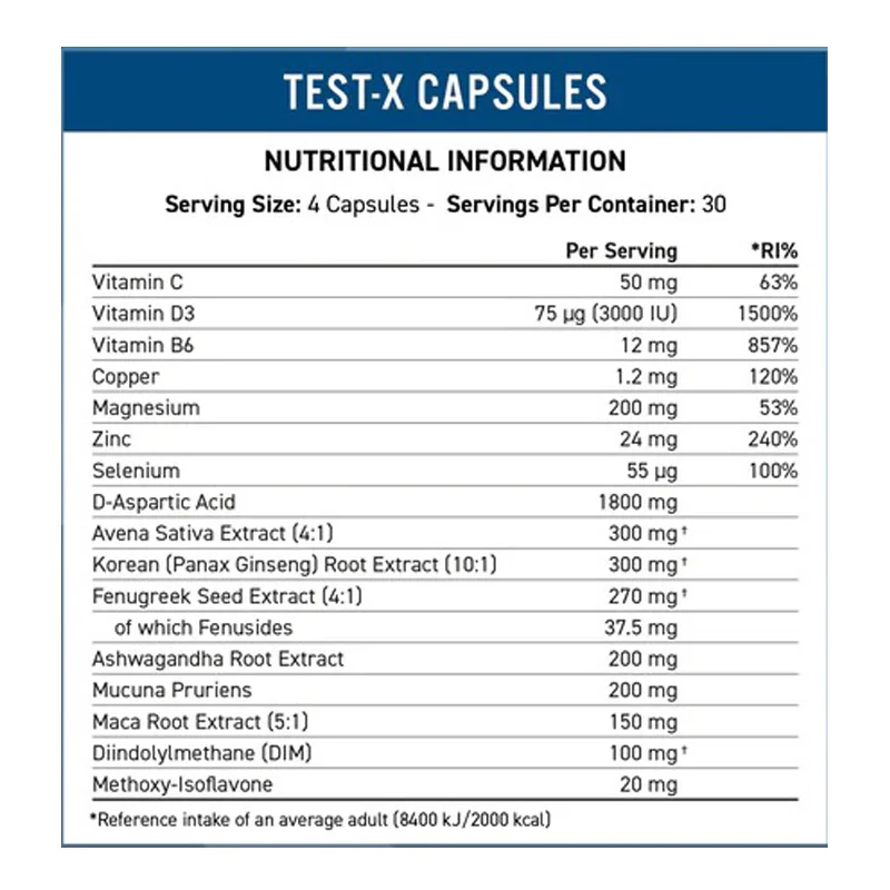 Applied Nutrition Test X, 120 Capsules, Supports Testosterone Production