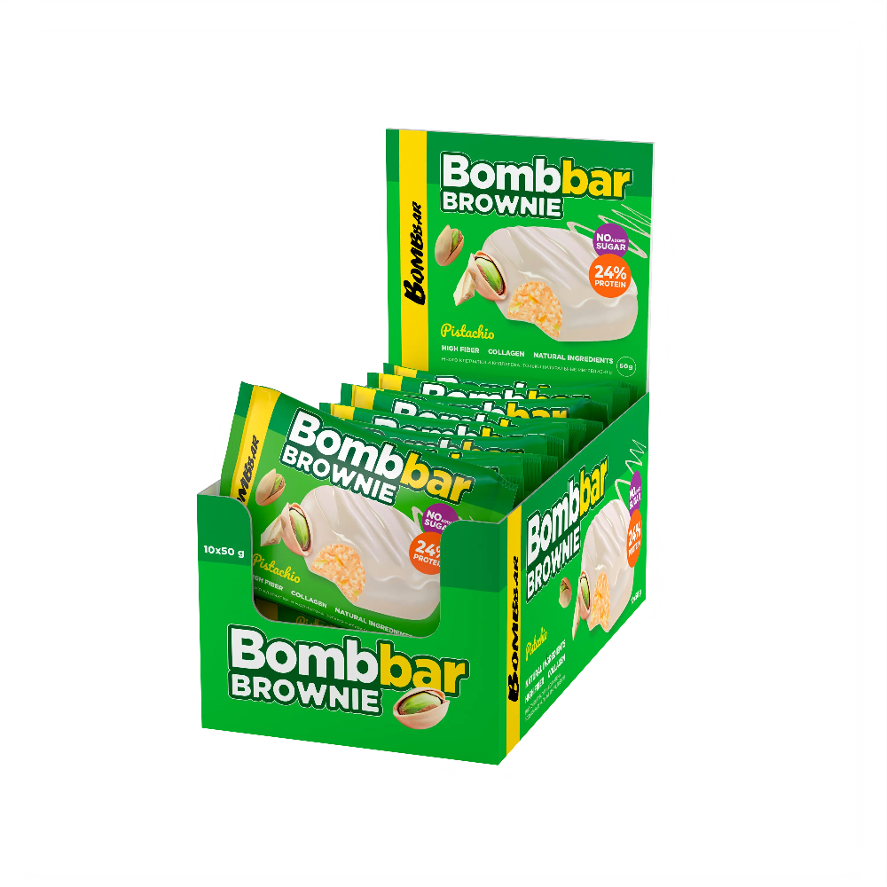 Bombbar Protein Brownie Gluten Free, High Fiber and No Sugar Added 10x50g Bombbar