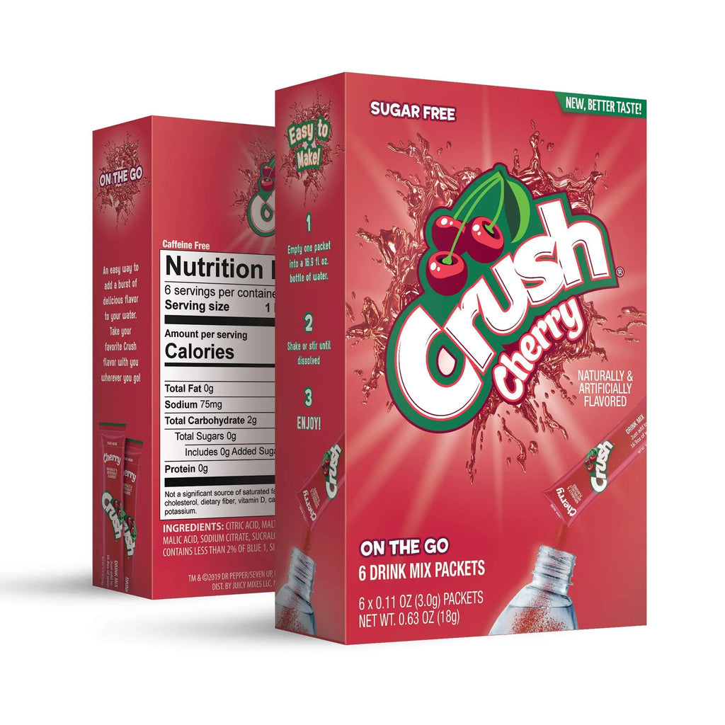 Crush Singles to Go 7 UP Cherry: Convenient Drink Mix Packets for On-the-Go Refreshment! Puzzle Supps