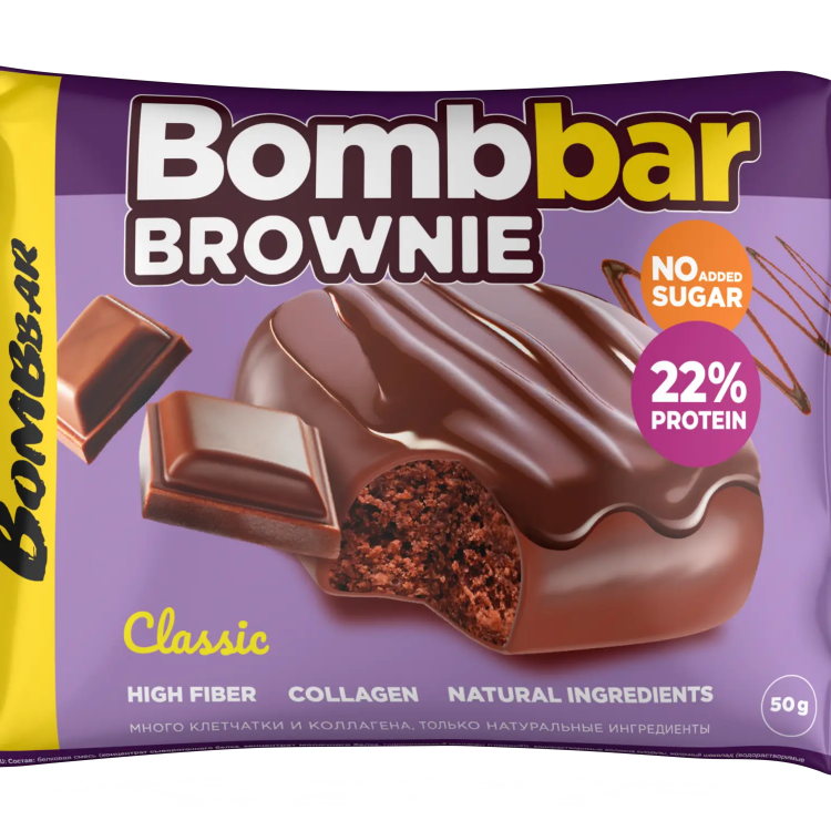 Bombbar Protein Brownie Gluten Free, High Fiber and No Sugar Added 10x50g Bombbar