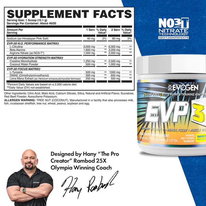 Evogen EVP 3D - The Ultimate Non-Stimulant Pre-Workout for Intense Pumps