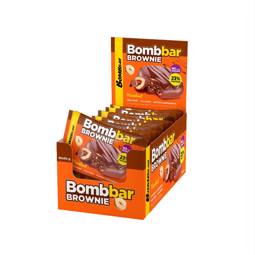 Bombbar Protein Brownie Gluten Free, High Fiber and No Sugar Added 10x50g Bombbar