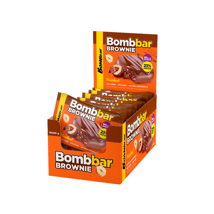 Bombbar Protein Brownie Gluten Free, High Fiber and No Sugar Added 10x50g Bombbar