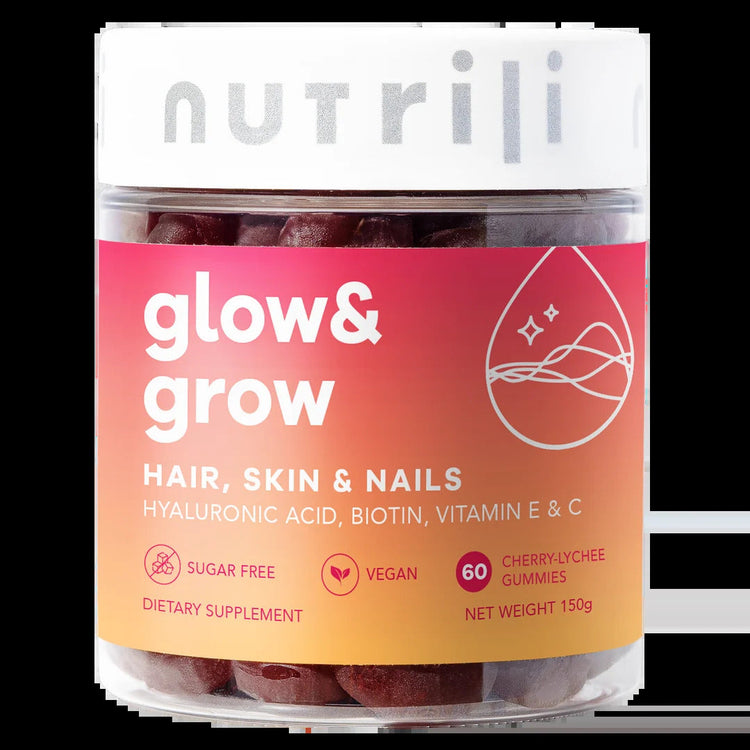 nutrili  Glow & Grow Hair ,nail, skin, Strawberry gummies 150g Puzzle Supps