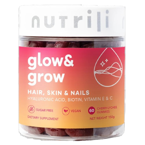 nutrili  Glow & Grow Hair ,nail, skin, Strawberry gummies 150g Puzzle Supps