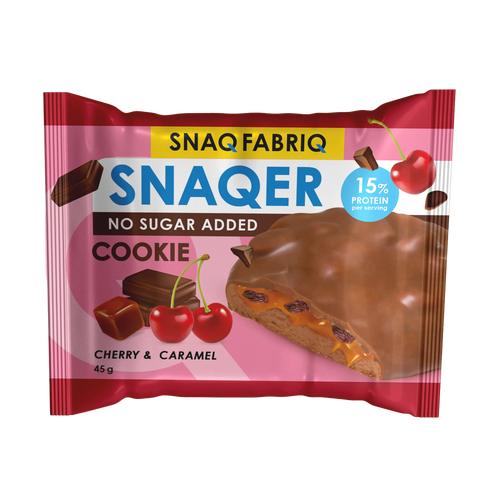 Snaq Snaqer Cookie No Added sugar Cherry & caramel 10x45g Puzzle Supps