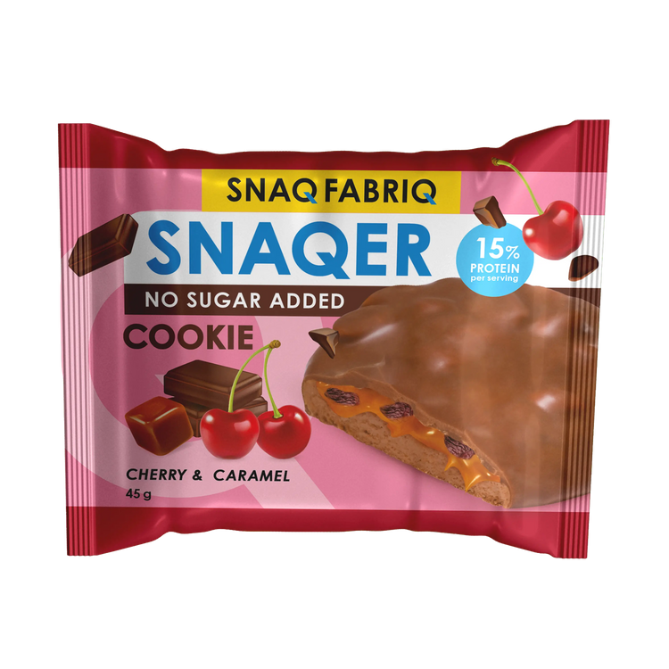 Snaq Snaqer Cookie No Added sugar Cherry & caramel 10x45g Puzzle Supps