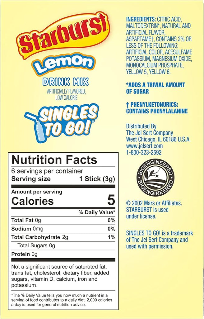 Starburst Singles To Go Drink Mix,  6 sticks