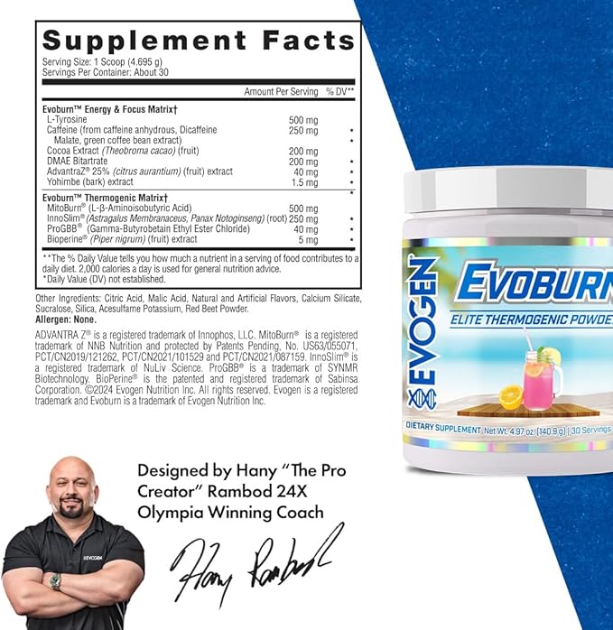 Evogen Evoburn Elite Thermogenic Powder: Boost Metabolism and Burn Fat- 30 Servings