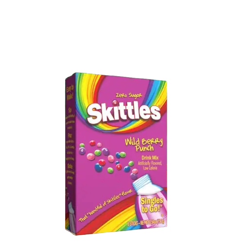 Skittles Singles To Go - Wild Berry Mix, 4 Flavors,Zero- Guilt Flavor Burst:  20 Single Servings Skittles