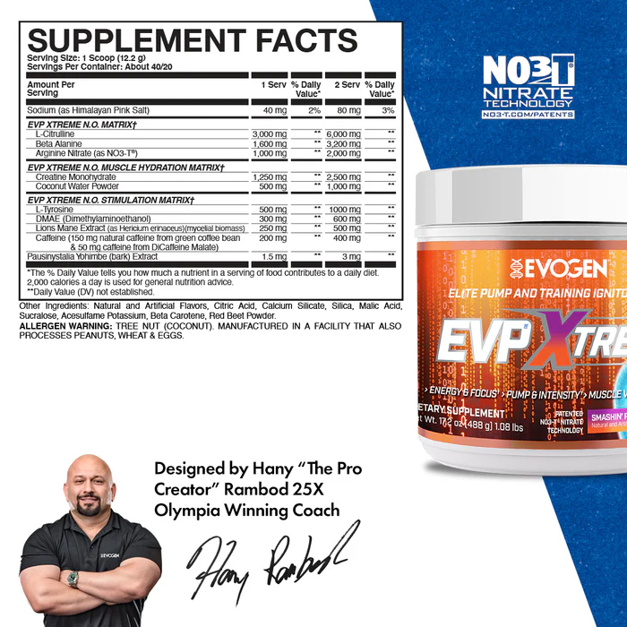EVOGEN EVP XTREME Best Pre-Workout Supplement in the UAE – Extreme Muscle Pumps, Energy & Focus