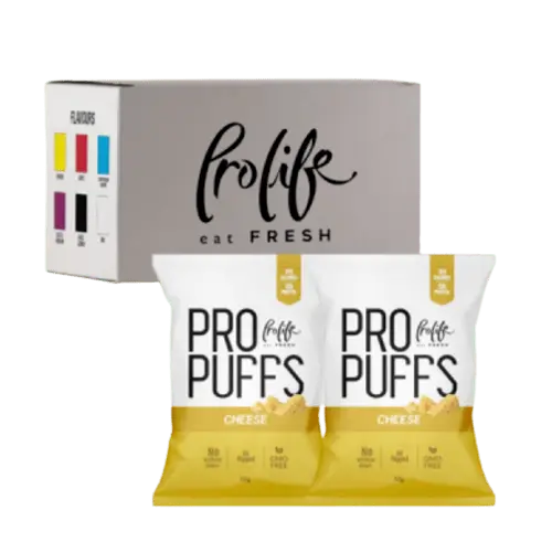 Pro Life Pro Puffs: High-Protein, Gluten-Free Snack - 50g Air-Popped Packs, Non-GMO (20-Box Economy Pack) Pro life