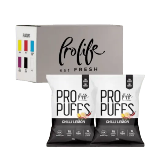 Pro Life Pro Puffs: High-Protein, Gluten-Free Snack - 50g Air-Popped Packs, Non-GMO (20-Box Economy Pack) Pro life