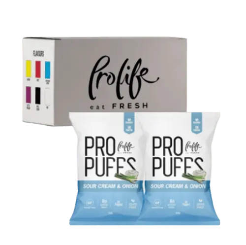 Pro Life Pro Puffs: High-Protein, Gluten-Free Snack - 50g Air-Popped Packs, Non-GMO (20-Box Economy Pack) Pro life