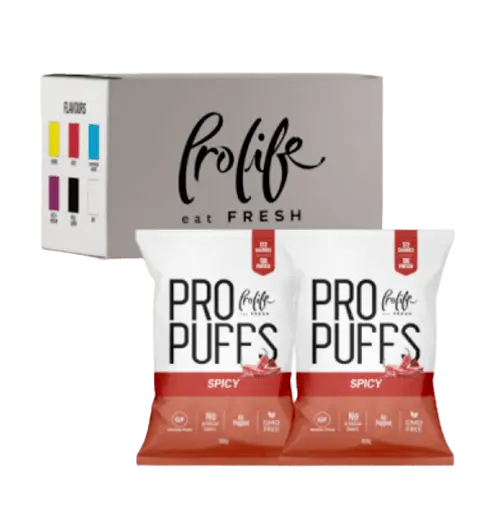 Pro Life Pro Puffs: High-Protein, Gluten-Free Snack - 50g Air-Popped Packs, Non-GMO (20-Box Economy Pack) Pro life