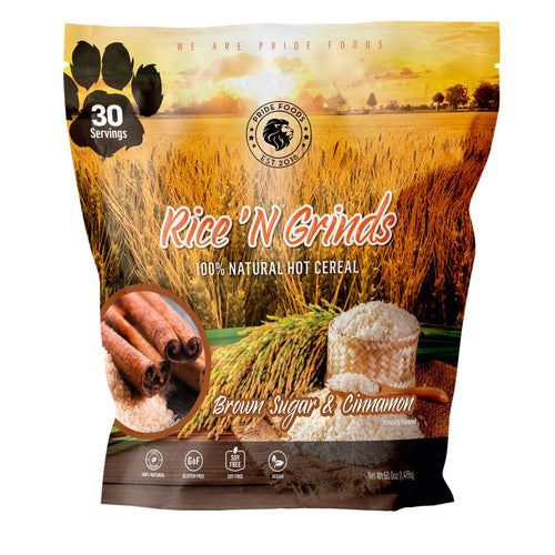 Pride Food Rice ‘N Grinds – Natural Hot Rice Cereal 1.419g