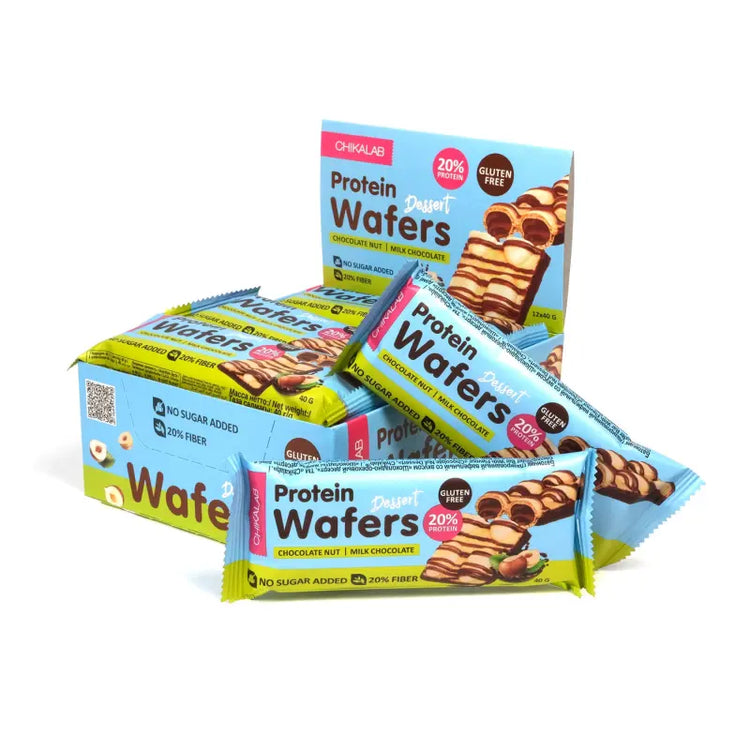 Chikalab Protein Wafer: High-Protein Waffle Bars (12x40g) - Gluten-Free, Sugar-Free, and Delicious!1 | Box 680g Chikalab