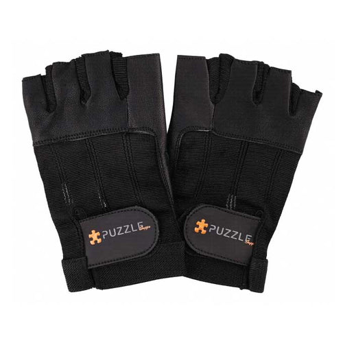 Puzzle Black Fitness Gloves with Wrist